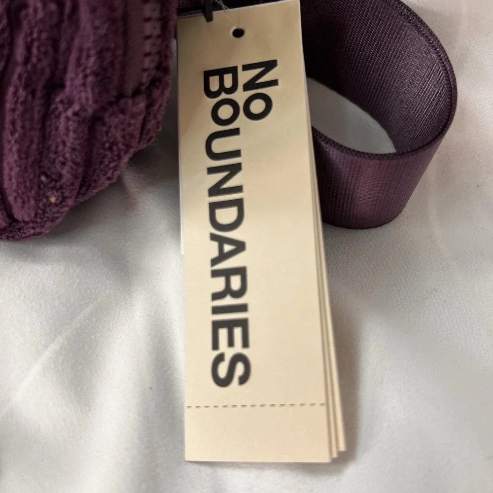 No Boundaries Fanny Pack Sling Bag Dark Amethyst New Faux Fur Shearling Ribbed
